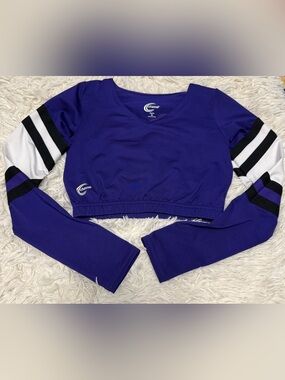 Chasse Purple Midriff with Black and White Striped Sleeves
